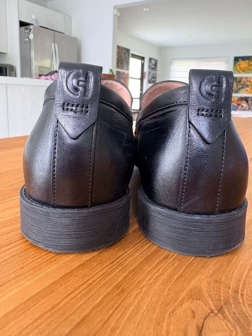 Cole Haan Women's Stassi Black Leather Penny Loafers - Picture 3 of 8